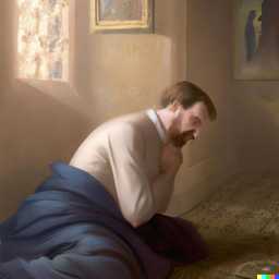 a representation of anxiety, painting by Edmund Blair Leighton generated by DALL·E 2